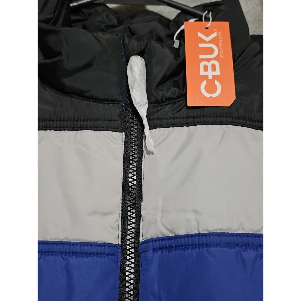 C-BUC Cutter & Buck Men's Quilted Blue, Black, and Gray Zip Vest XL